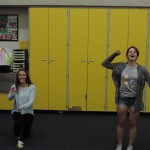 Junior Maya Elfanbaum and senior Alexis Becker go head-to-head in a game called Washing the Dog. While Elfanbaum has been involved in improv in previous years, this was Becker's first time participating.