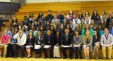 The group of Purple Pride nominees for the 2015-2016 school year pose for photos after the ceremony. Over 60 students were nominated this school year. 